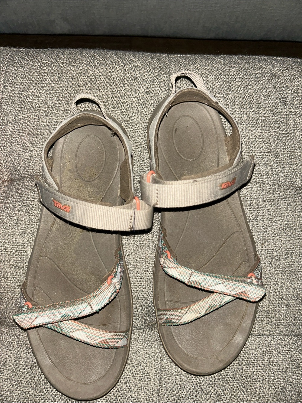 Teva Women’s Taupe Sandals with Multicolor Patterned Straps